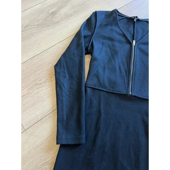 Rag Bone Black Wool Blend Zipper‎ Front Long Sleeve Dress Size 2 - Picture 6 of 11